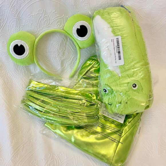 Frog Rave Costume Size XL - Metallic Green shorts garters slippers frog headband - Picture 2 of 8